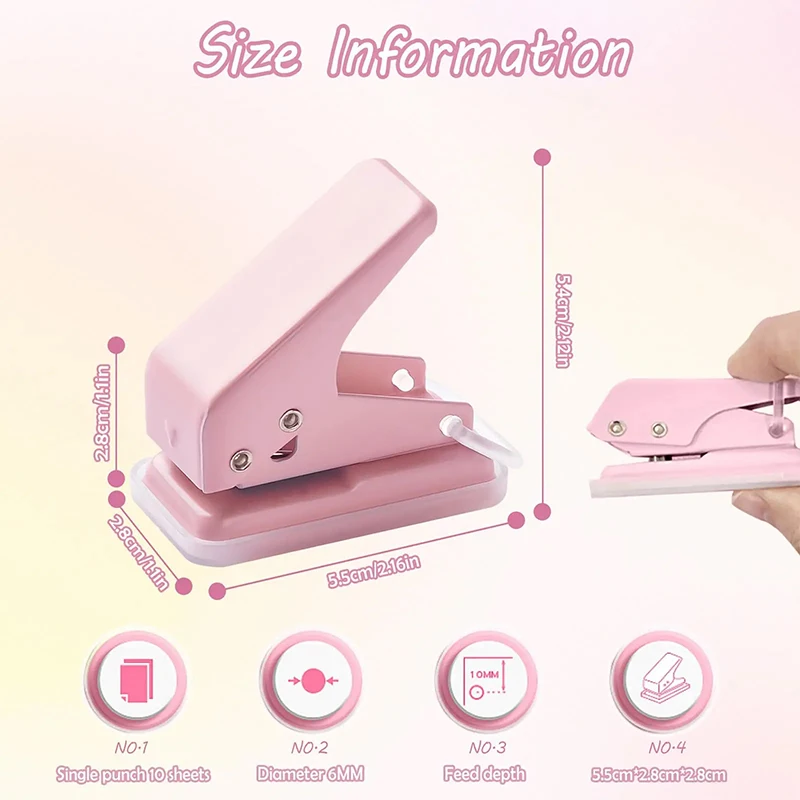 Mini Hole Punch 6mm 1 Hole Cute Paper Punch Portable Round Hole Puncher Paper Cutter Kawaii Office School Supplies Stationery