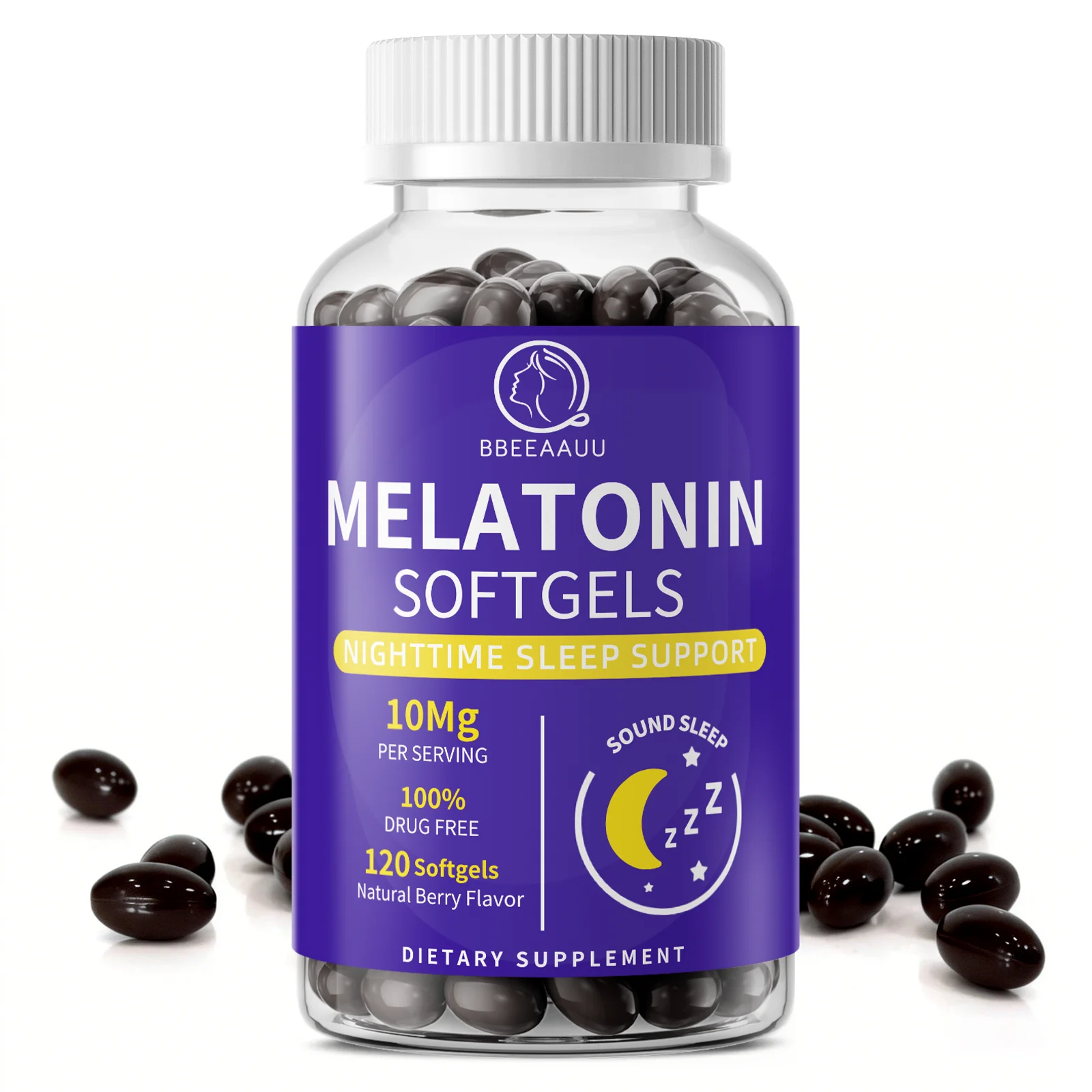 

BEAU 10mg Melatonin Capsule Sleep Supplement Insomnia Sleep Quality Relax Brain Nerves Good Mood Jet Lag Fall Asleep for Adult