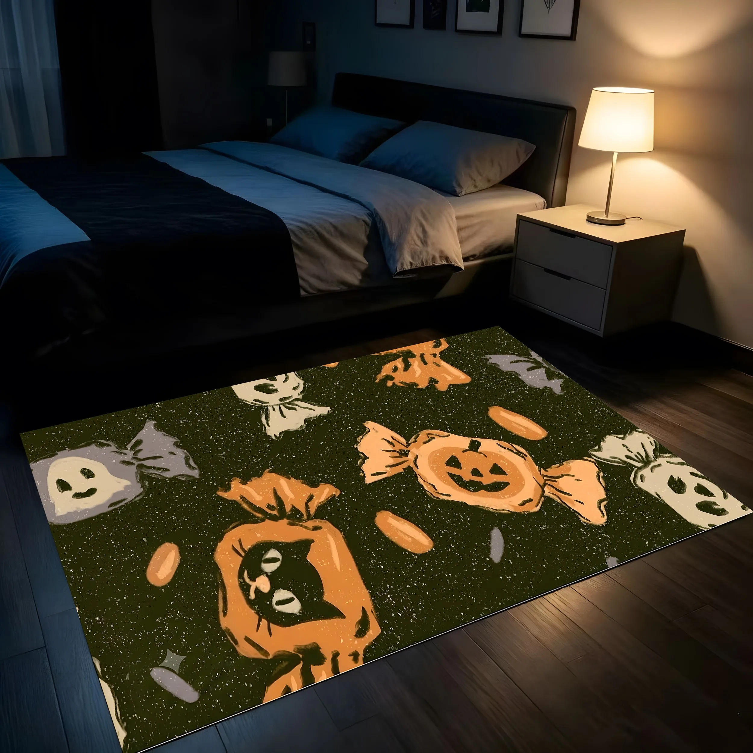 Velvet Halloween Ghost Face Candy Fun 2D Carpet Suitable for Living Room and Bedroom Autumn and Winter Home Decoration Halloween