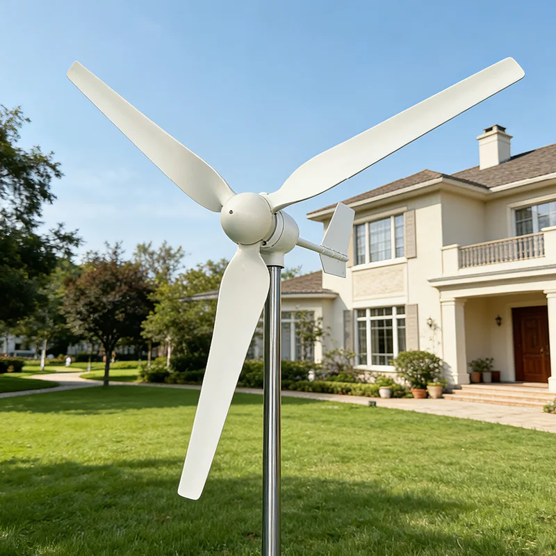 4KW Horizontal Axis Windmill Turbine Generator MPPT Controller 24V 48V Low Noise Small Wind Power System For Home Use Factory