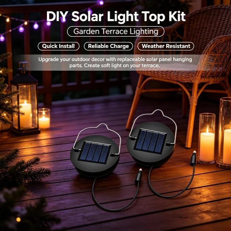 Solar Panel Hanging Replacement Top Accessory Waterproof Outdoor Lighting Suitable for DIY Garden and Courtyard Decoration Light