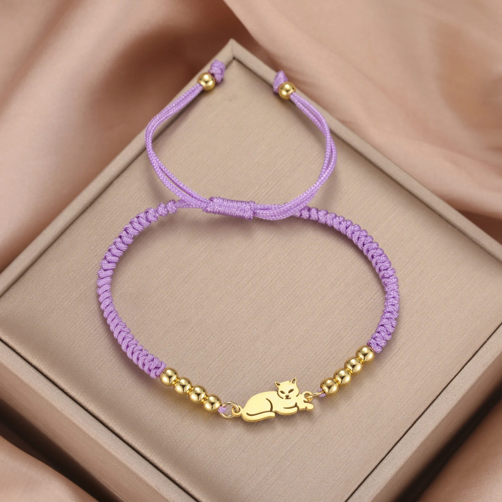 COOLTIME Niedliche Katzen-Armbänder für Damen, Edelstahl, hübsches Tier-Armband, Kpop-Mode, verstellbare Kette, Schmuck – Detail 14