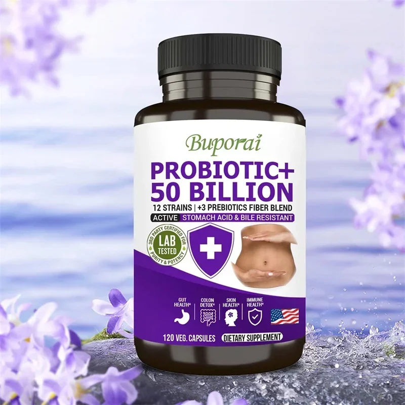 

Пробиотики + 50 миллиардов - здоровье пищеварения и водосточных запоров, диарея, газа и цветение, помогает поддерживать иммунитет