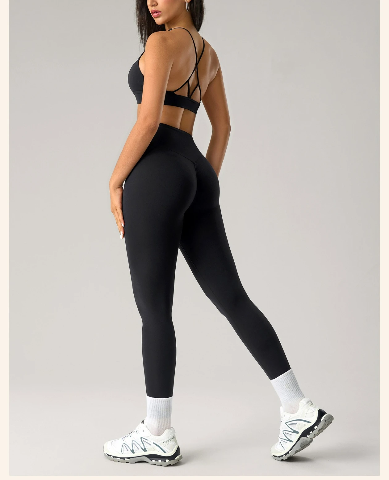 Women's 2-Piece Yoga Set, Sports Bra + High Waist Leggings, Shockproof Push Up Workout Suit Gym Running Fitness Activewear