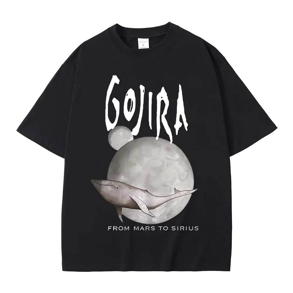 Camisetas Vintage de Rock gótico para hombre y mujer, camiseta gráfica de banda de Metal francesa Gojira de Marte a Sirius, ballenas voladoras, álbum de música