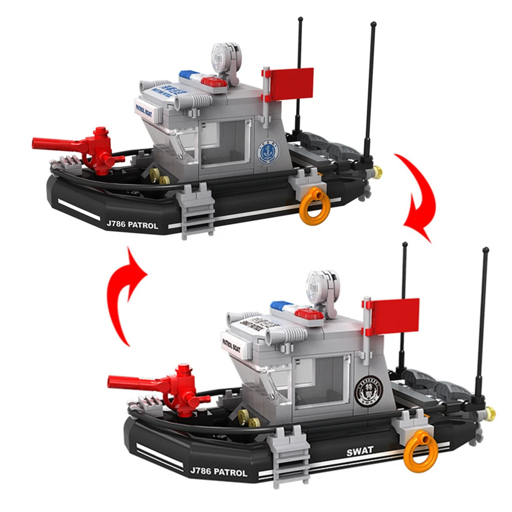 Moderno militar guerra mundial swat patrulha barco navio de guerra acessórios marinha guerra soldado moc modelo bloco de construção tijolos brinquedos para crianças