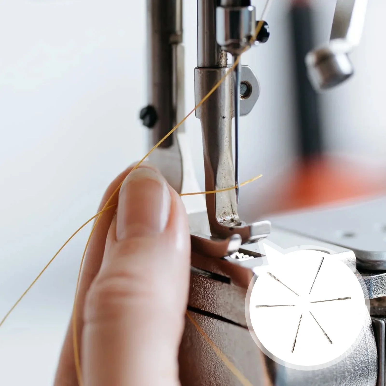 

60Pcs Sewing Machine Needles Stainless Steel Ball Point for Denim Quilting Heavy Duty Craft Projects Multi-Size Side