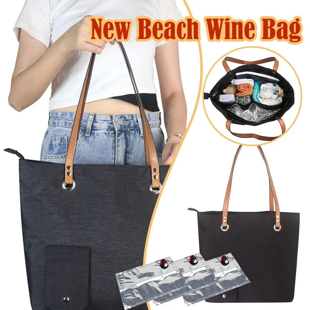 

Beach Wine Bag Portable Portable Outdoor Camping Insulation Bag Multifunctional Ice Bag Large Wine Capacity H9Z3