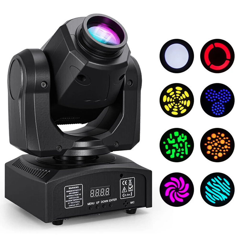 

60W LED Beam Moving Head Light RGBW Color Mixing 8 Patterns DMX Effect Rotating Stage Light for DJ Show Party KTV