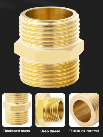 G1/2 G3/4 G1 BSP Male Male Thread Stainless Steel Brass Joint Adapter Plumbing Fittings Shower Hose Extension Bathroom Accessori