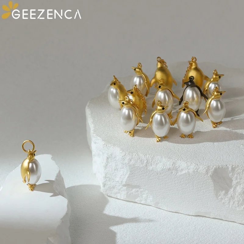 925 Sterling Silver Pearl Emperor Penguin Dangle Earrings