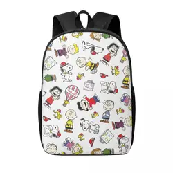 Mochila de estudante simples Snoopy de 17 polegadas – Bolsa escolar leve e espaçosa para meninos e meninas