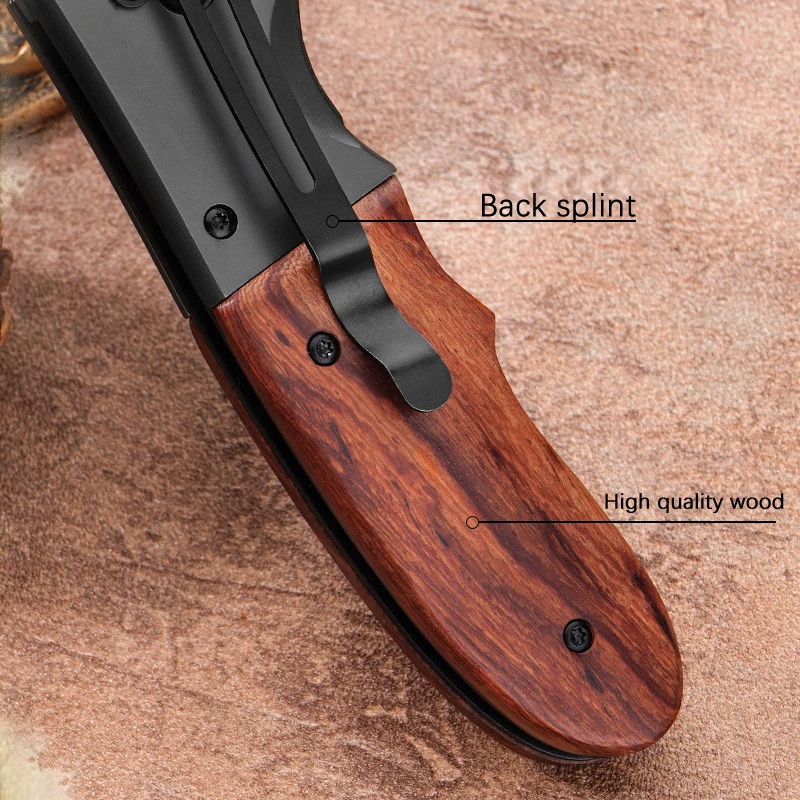 Miniature pocket knife, foldable outdoor fruit knife, redwood handle, gift for friends