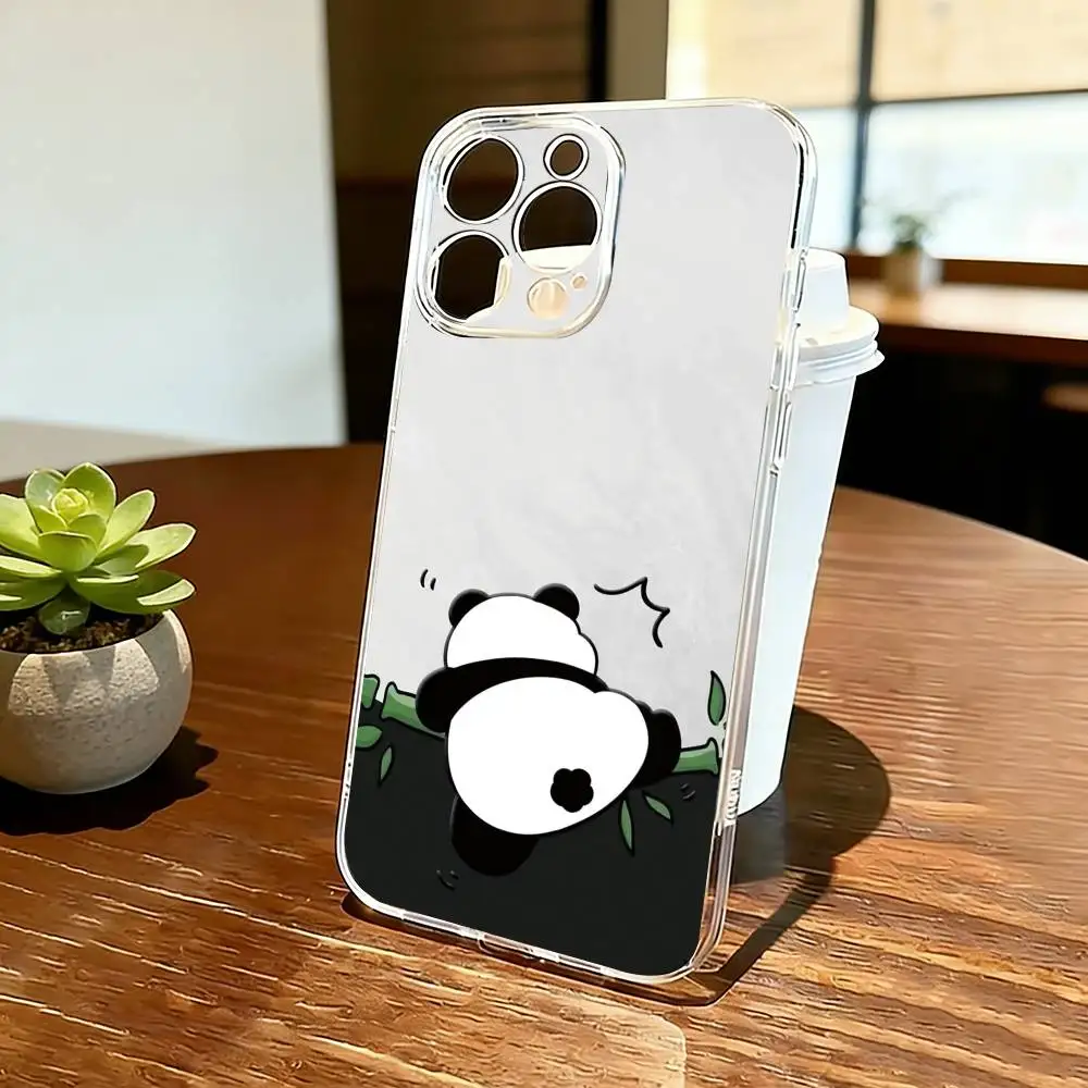 

Cute Panda Phone Case For iPhone 17 16 15 14 13 12 11 Mini Pro Max Plus Transparent Cover