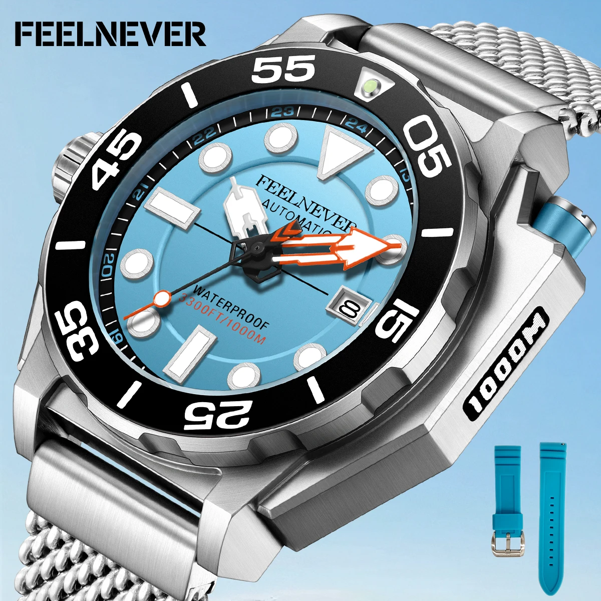 FeelNever New Top brand Men Luxury Watch 1000m Waterproof BGW9 Super luminous relogios masculinos Automatic Mechanical Watches