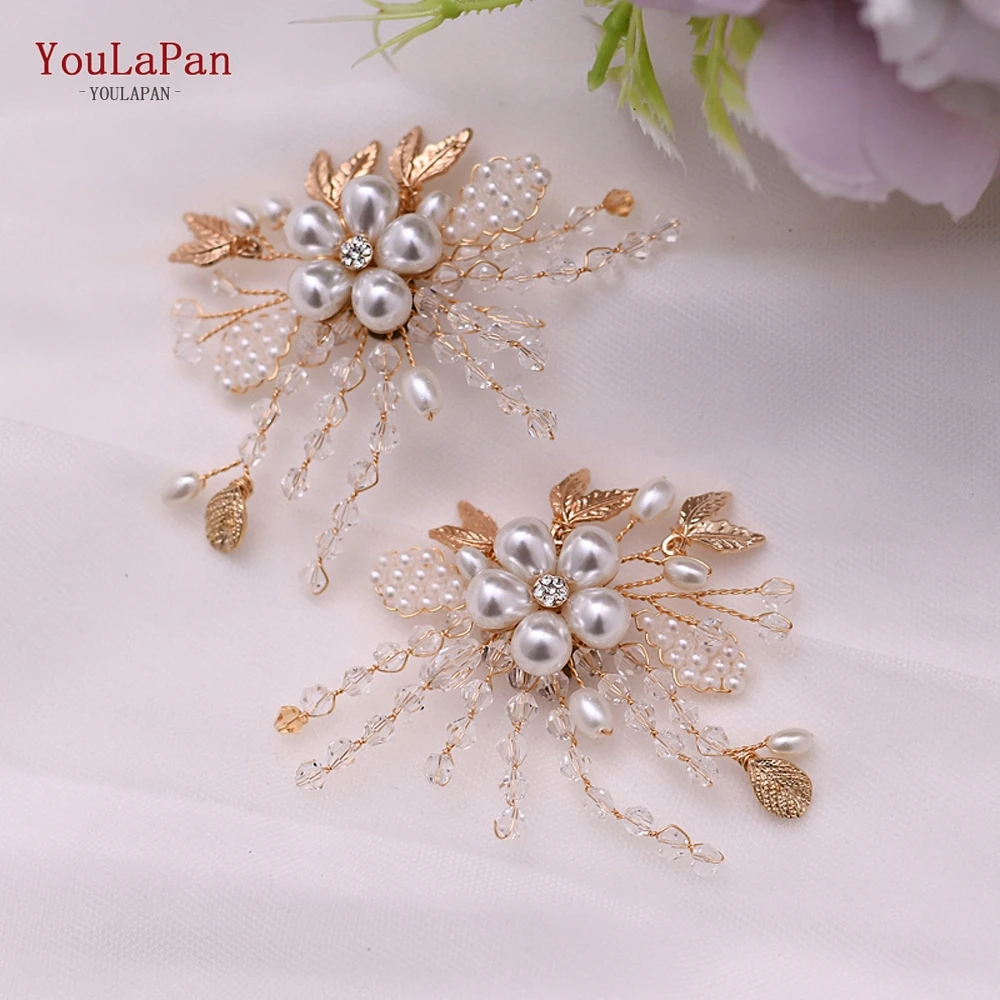 

YouLaPan Removable Shoes Clips Pearl Bridal Wedding Shoes Buckle Charm Woman Shoes Accessories Crystal High Heel Decoration X06