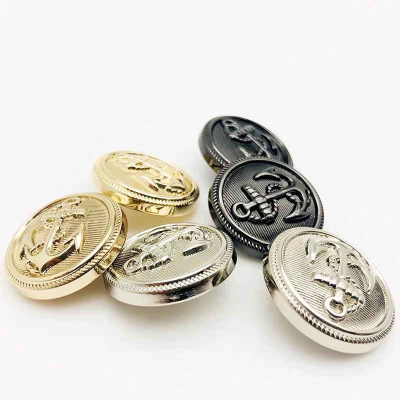 10 Pieces of British Style Boat Anchor Metal Buttons, Versatile Fashion Coats, Windbreakers, Suits, Clothing Decoration Buttons