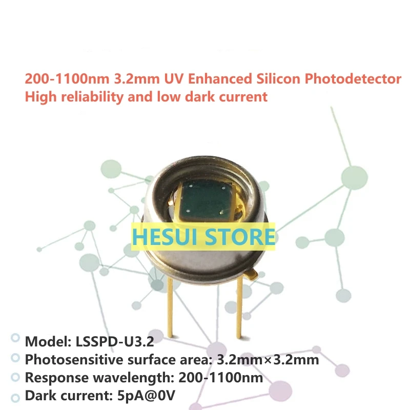 

200-1100nm 3.2mm UV Enhanced Silicon Photodetector Diode Low Dark Current