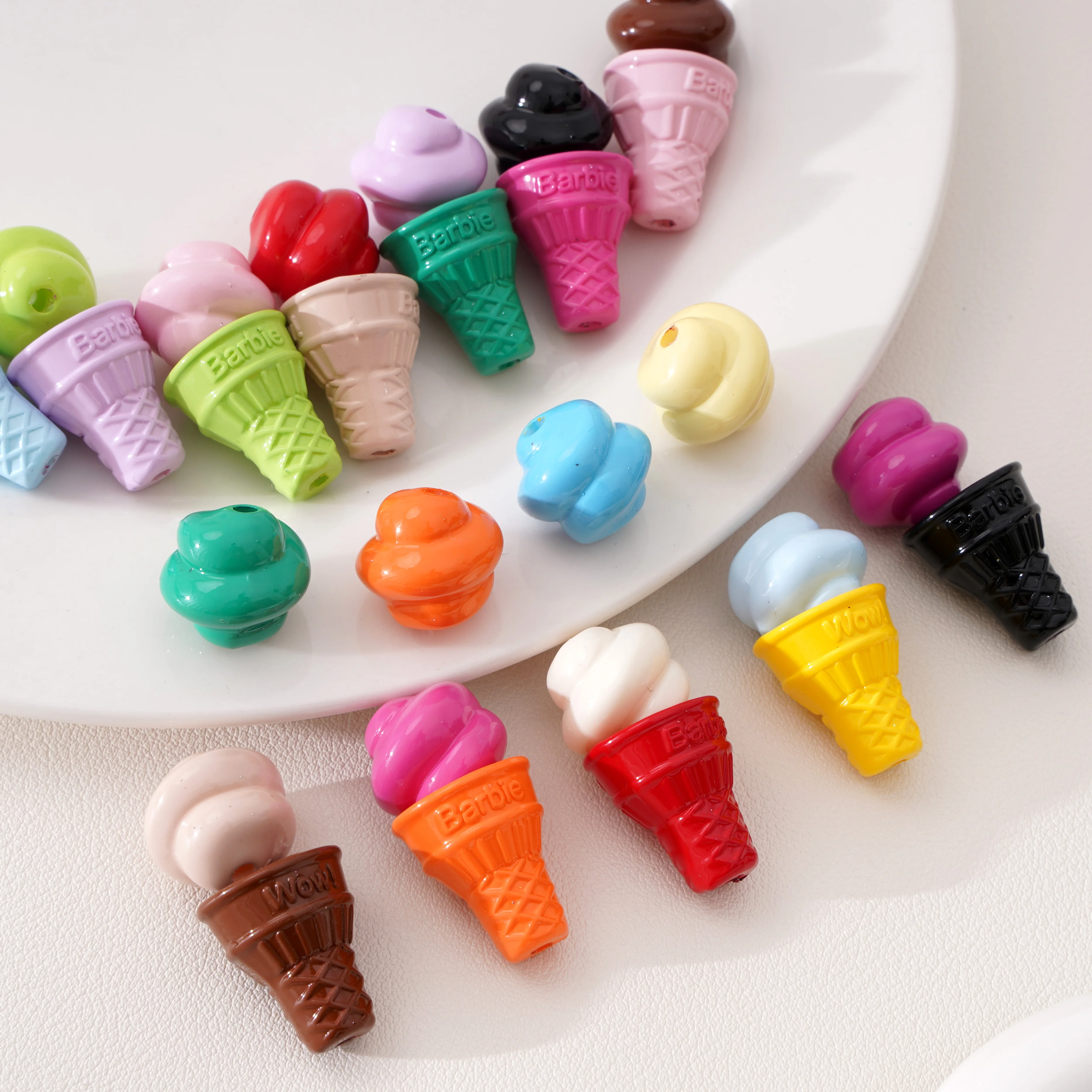 

2/10pcs ice cream ball Diy Handmade Pendant Beaded Jewelry perforated beading Make DIY beaded decorative accessory