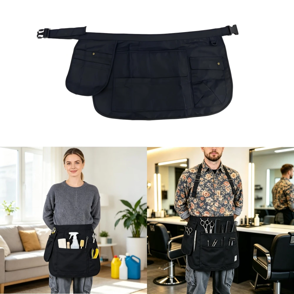 Durable Nylon Waist Apron Multi-pocket Tool Storage Apron Short Apron Waist Bag for Barbers Beauty Salons Garden Carpenters