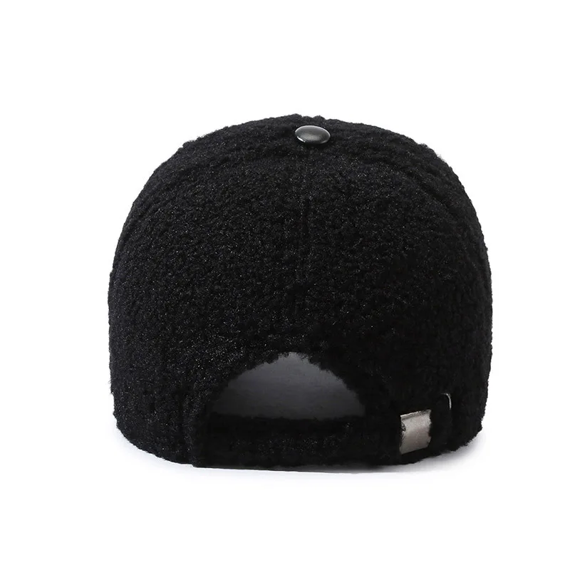 Men Women Lamb wool embroidery letter baseball cap Autumn Female Winter Warm Outdoors Fashion Snapback Adjustable Hat Casquette