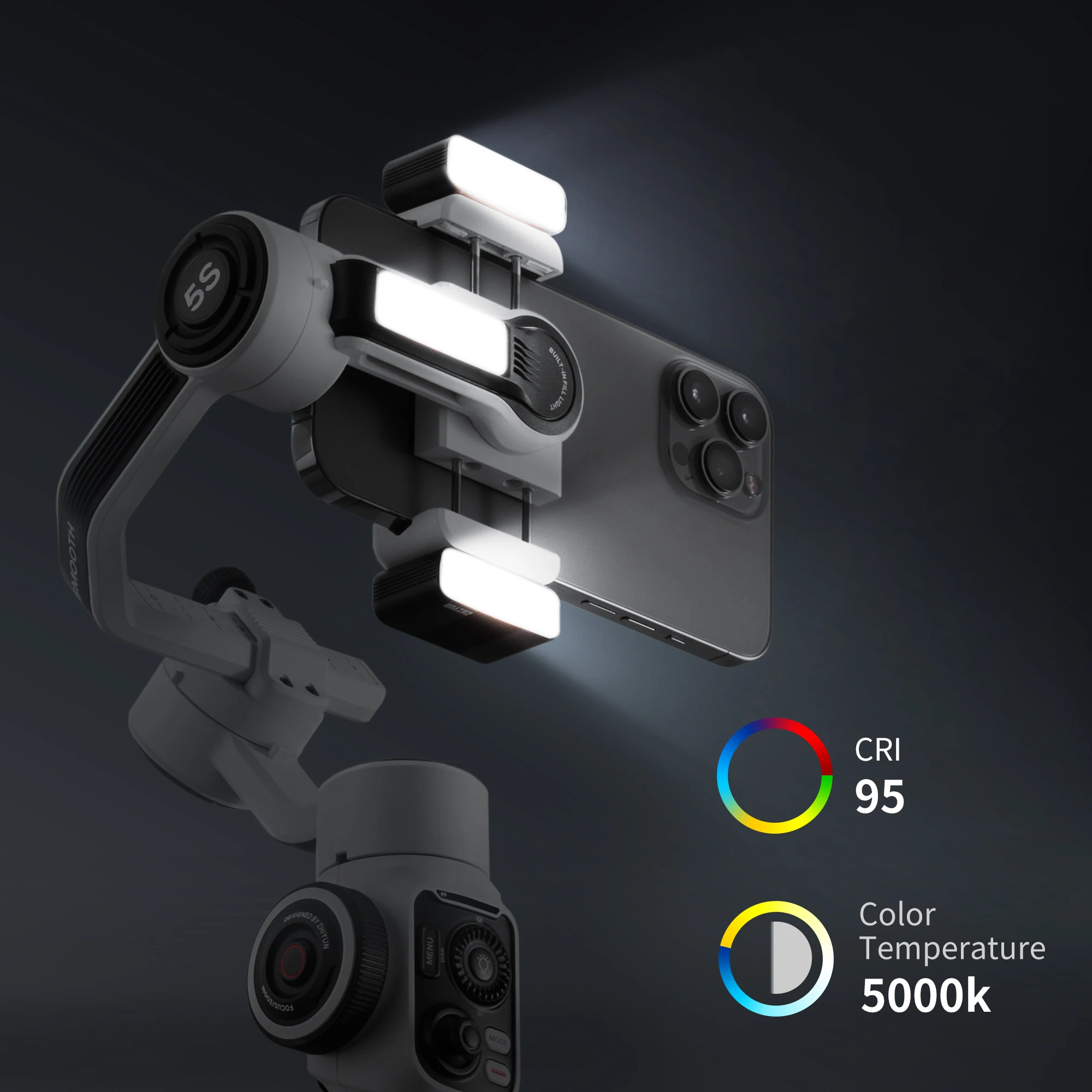 ZHIYUN Smooth 5S YouTube TikTok Vlog Handheld Stabilizer 3-Axis Outdoor Smartphone Gimbals for iPhone 15 Pro Max