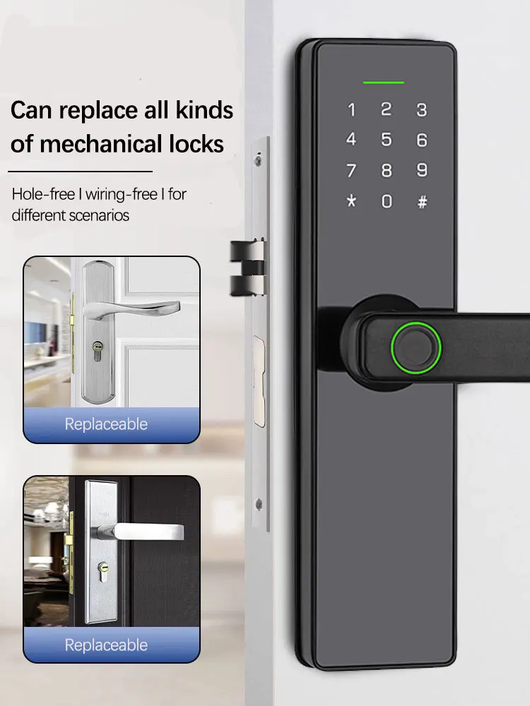 Imagem -03 - Kingku-fechadura Inteligente de Impressão Digital Tuya Fechadura Elétrica com Senha Modo de Passagem Rfid Lidar com App Controle Remoto h3 tt