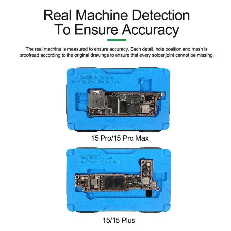 RELIFE RL-601T Motherboard Middle Frame Resoldering Magnetic Fixture For iPhone X~15PM BGA Reballing Stencil Tin Template Kits