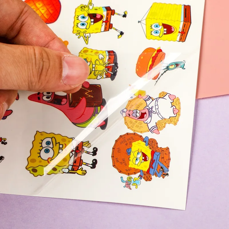 new SpongeBob SquarePants Tattoo Stickers cute Cartoon Facial and Arm Tattoo Stickers woman man kawaii Fun Sticker birthday Gift