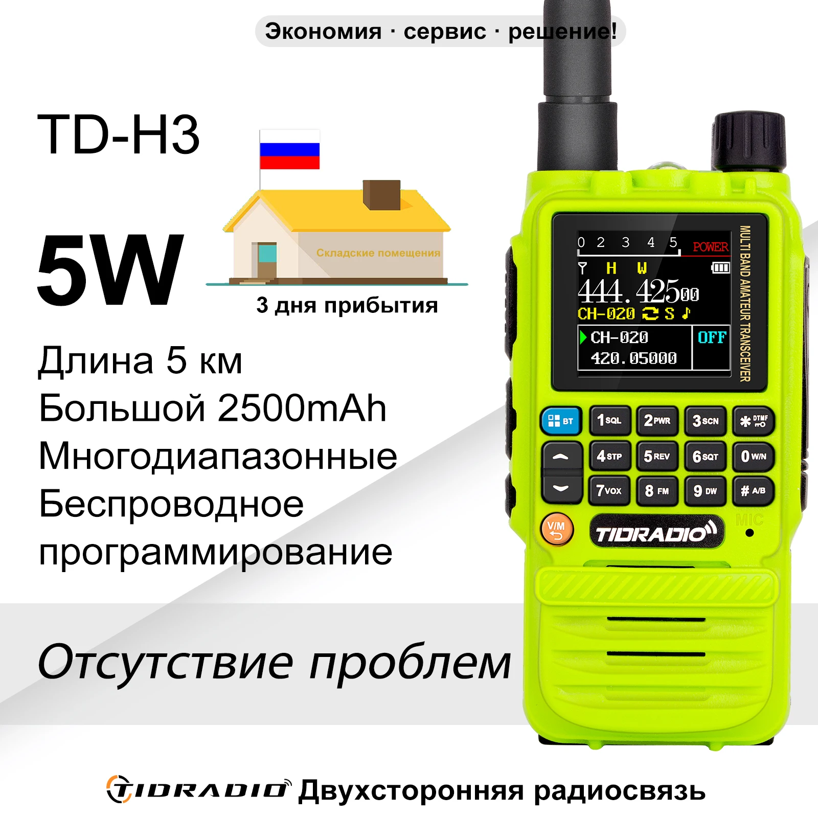 TIDRADIO H3 Professional Walkie Talkie  Phone  Dual PTT Air Band Long Range Radio  APP USB Type-C Cable  Programming HAM GMRS