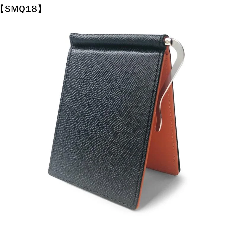 Slim Black Coffee Brown Cross Grain Leather Money Clip Wallet With Multiple Card Slots Perfect Daily Carry Business Travel【SMQ】