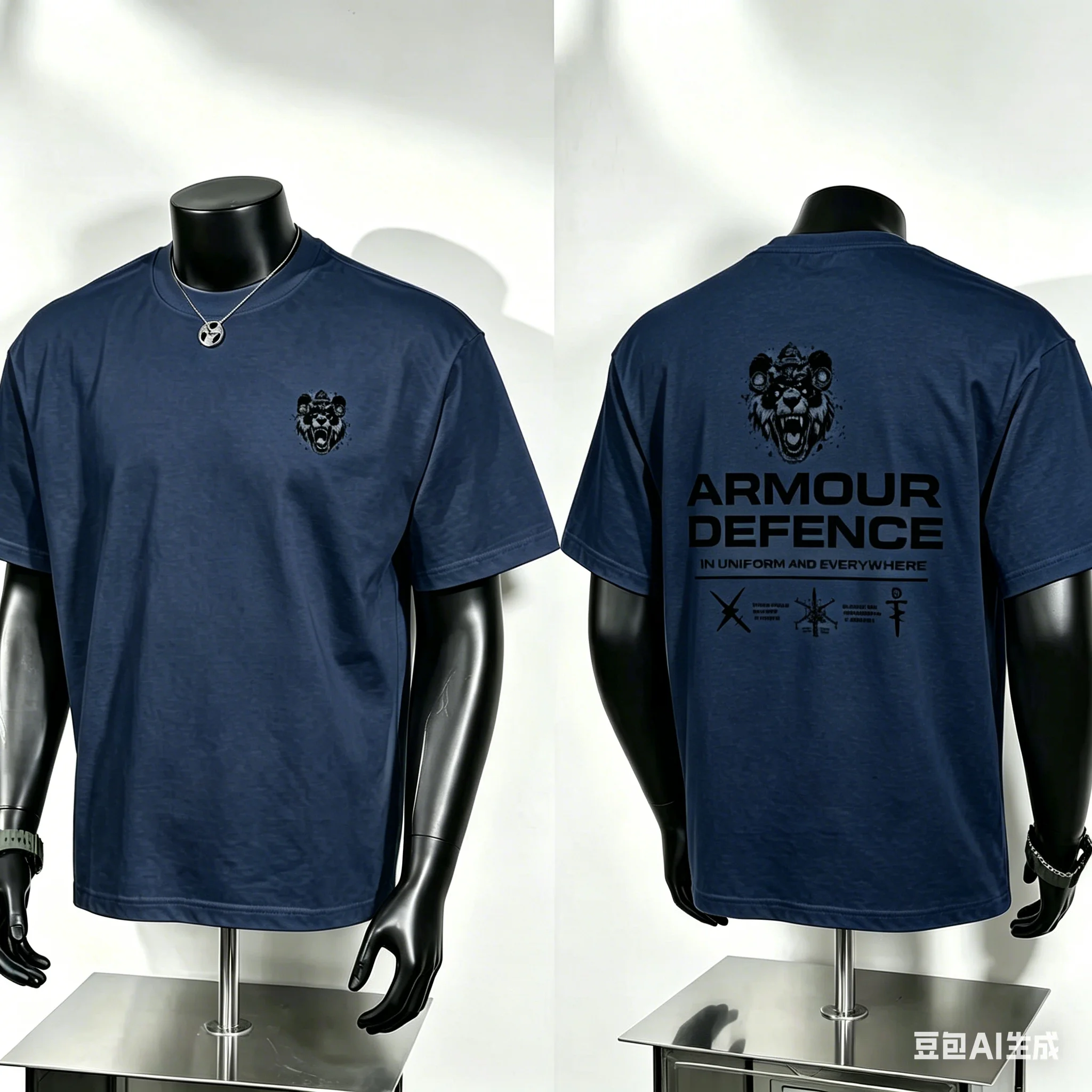 Armour Defence Bear Graphic Cotton T Shirt Tactical Print Tee Streetwear Casual Top for Men Women