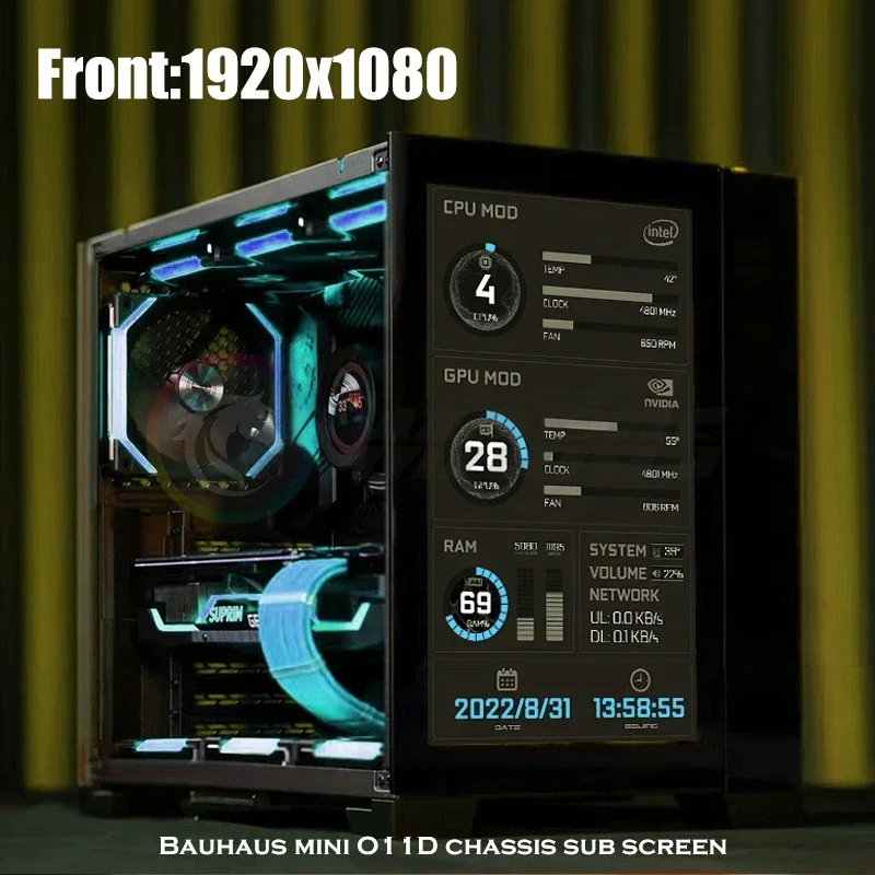 LIAN LI O11D/O11D Mini Case IPS LCD Monitor Display 1920*1080 IPS Perspective Screen Display HDMI Interface