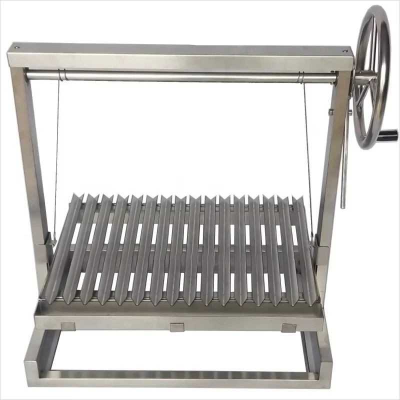 Imagen 4: Parrilla Brasero de Acero Inoxidable Integrada para Asado Gaucho, Estilo Argentino, para Exteriores, Tipo Santa María, con Chimenea
