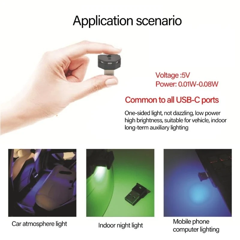 Fotografia 7: A2BF LED LED LED LEITE E LUDER NOITE USB A OPÇÃO Múltiplas cores alimentadas Tipo C
