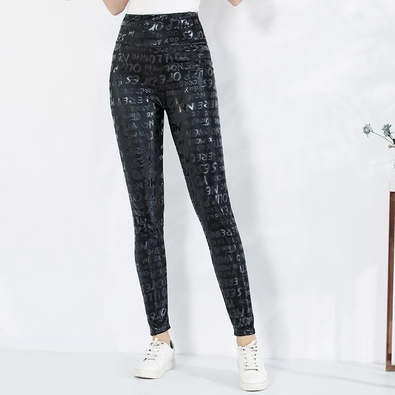 

Повседневные женские леггинсы со змеиным принтом и высокой талией, модные длинные брюки, другой материал, коллекция весны 2023, 00%