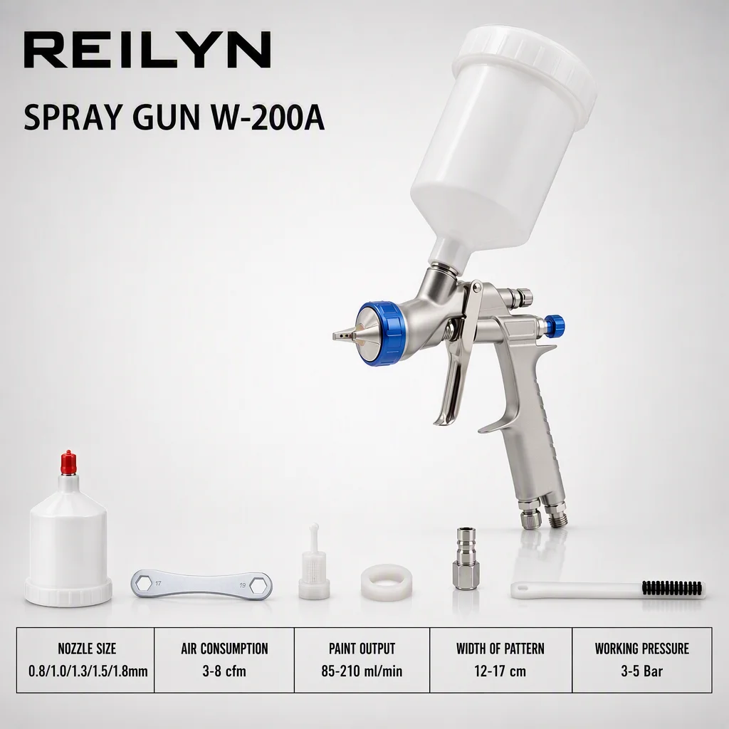 Reilyn W-200A gravity pneumatic paint spray gun paint sprayer for furniture and car metal painting