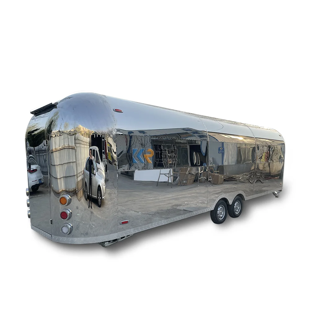 Air Stream Mobile Food Trailer Truck Stainless Steel Ice Cream Coffee Cart Customized Snack Vending Van