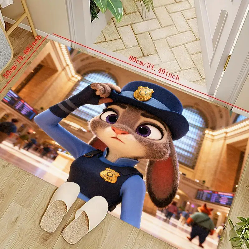 

1PC Disney Zootopia Judy Hopps Police Officer Cartoon Character Floor Mat, Cute Anime Style Area Rug for Kids Room, Living Room,