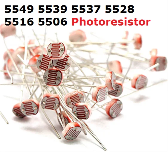 Free Ship 20pcs Photoresistors GL5537 GL5528 GL5506 GL5516 GL5549 GL5539 5MM Photoresistor 5549 5539 5537 5528 5516 5506