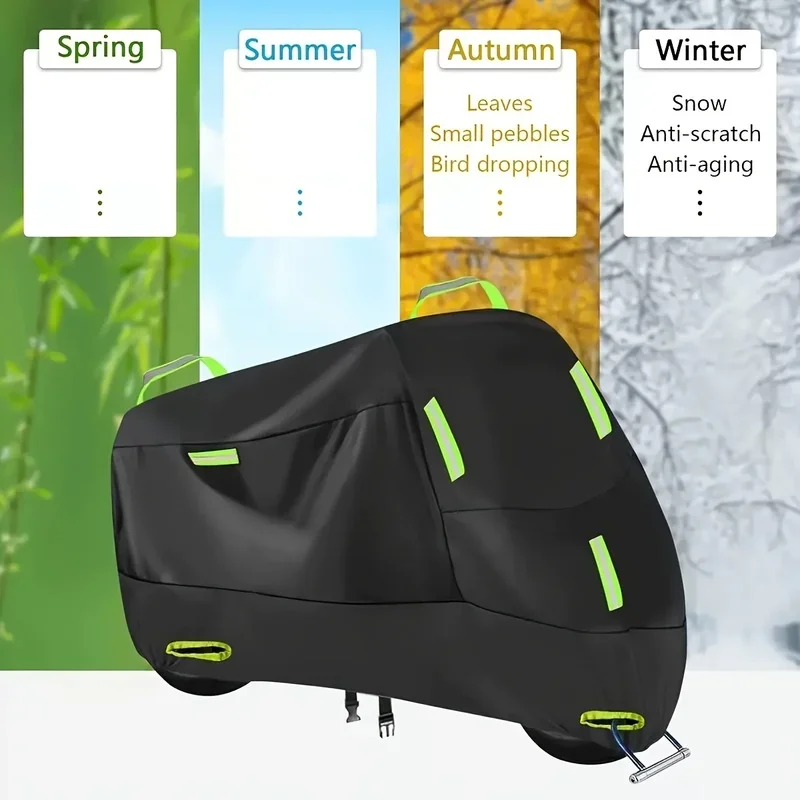 210D Heavy-Duty Motorcycle Cover - All-Season UV Protection, Scratch And Bird Droppings Resistant, Fit for All Motorcycles