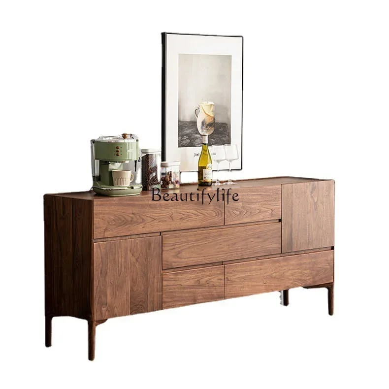 

Nordic solid wood chest cabinet, black walnut storage cabinet