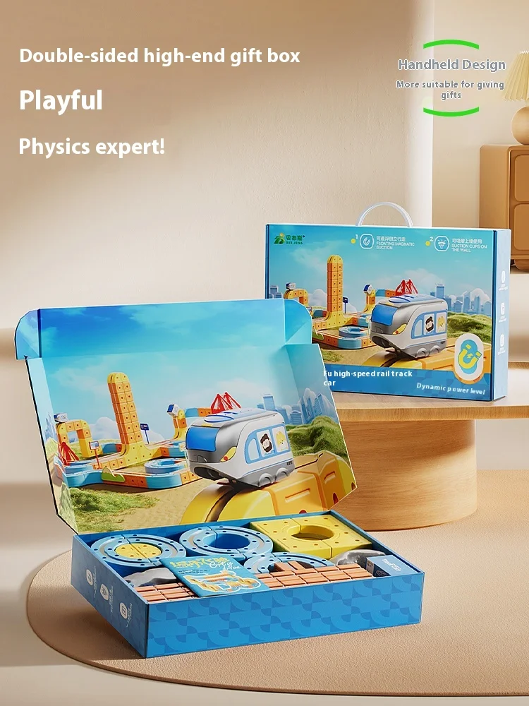 Coche magnético STEM Racing Car Rail Track Set Montessori tren motorizado y laberinto de gravedad juguete para niños regalo de Navidad