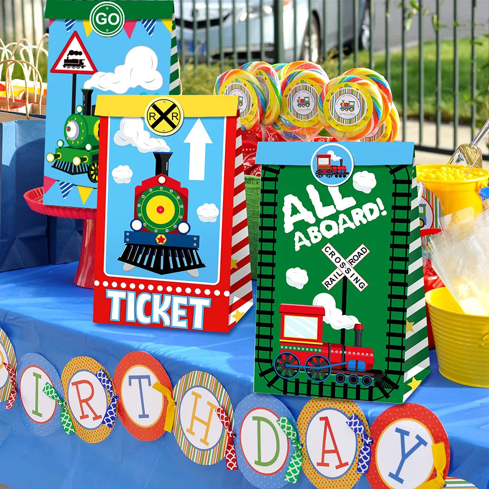 Zug-Geburtstagsdekorationen, Zug-Partygeschenke, Zubehör, Zug-Kuchenaufsätze, Schnapparmbänder, Geschenktüten, Füllstoffe, Preis, Kindergeburtstag – Detail 2