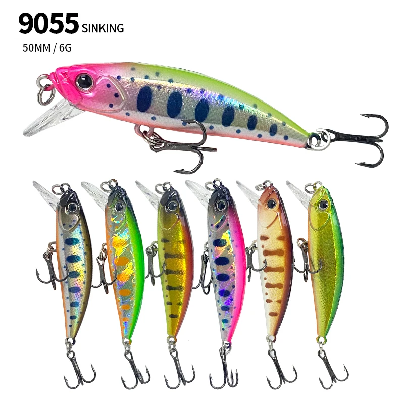

50mm 6g Japan Design Sinking Minnow Fishing Lures Pesca Wobbler Isca Artificial Baits for Bass Perch Pike Stream Trout Supplies