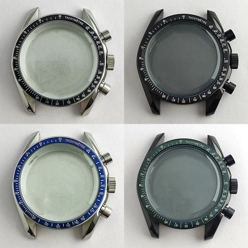 

39.7mm VK63 Case Men's Case Black Silver Case Fit VK63 Movement Stainless Steel Strap Watch Accessories