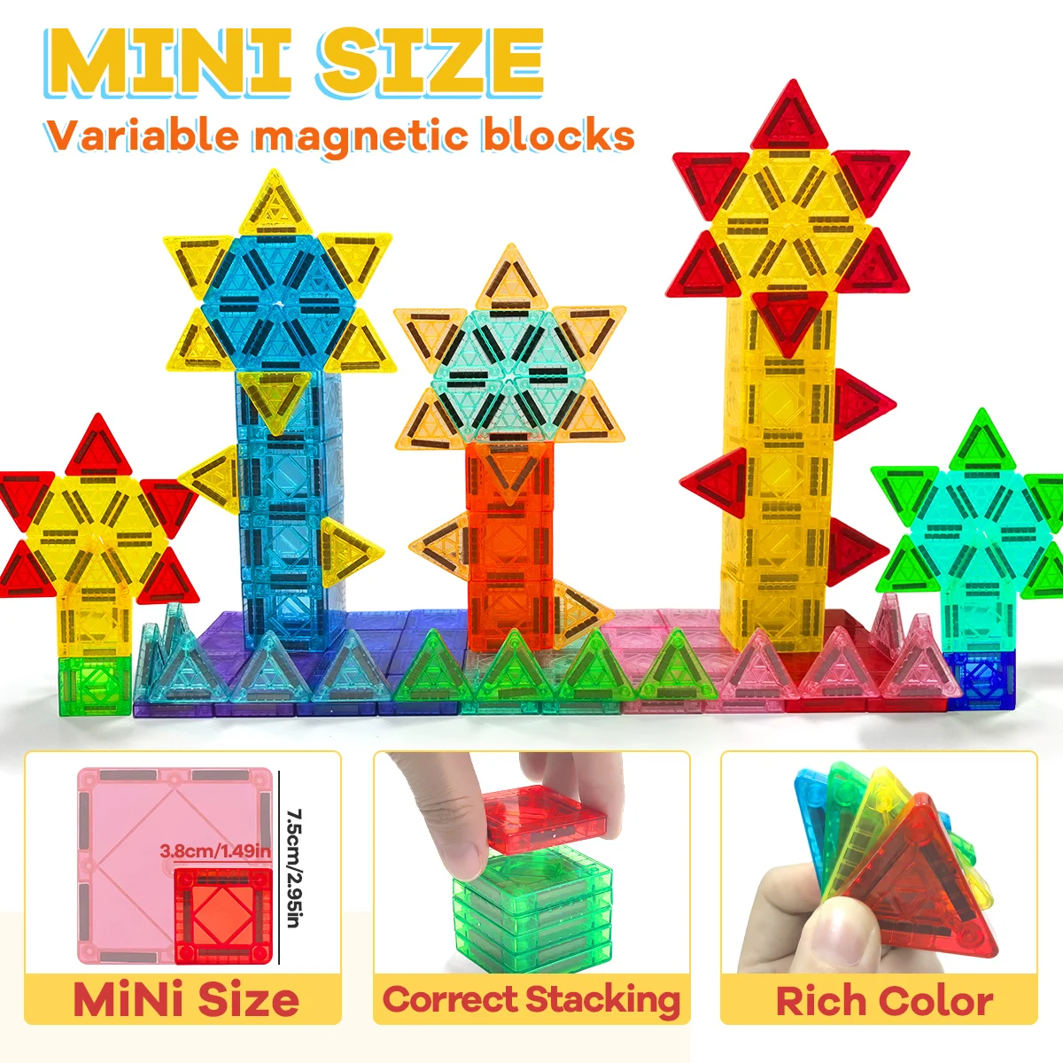 Magnetyczne klocki konstrukcyjne DIY Montessori zabawka edukacyjna sensoryczna dla dzieci w wieku 3+ lat, prezent dla chłopców i dziewczynek, 40/80/160 elementów