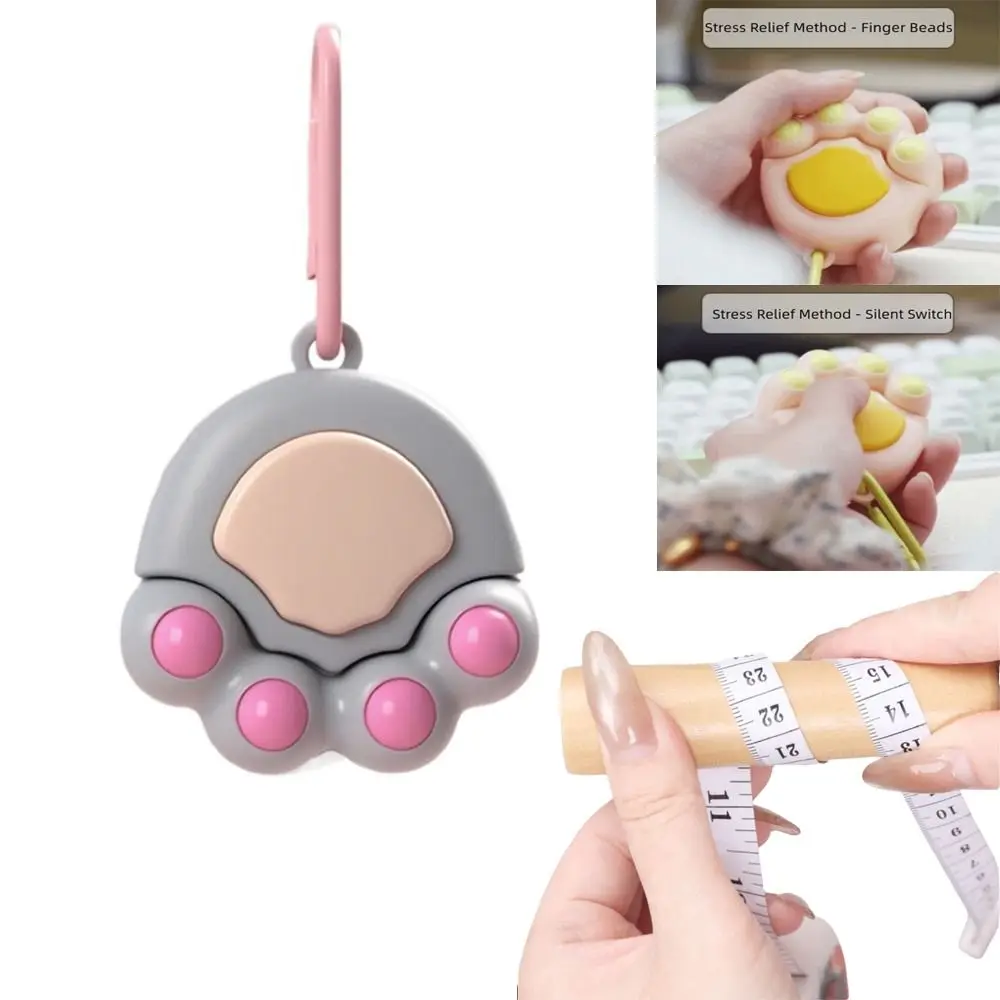 Cartoon Design Cat Claw Measuring Tape Lovely Appearance Double Scale Cloth Gauging Tools Multi-functional 4 Rotating Beads
