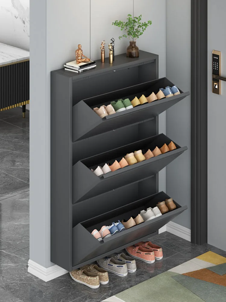 Shoe cabinet hanging on the wall hanging small household simple narrow shoe rack entrance porch cabinet