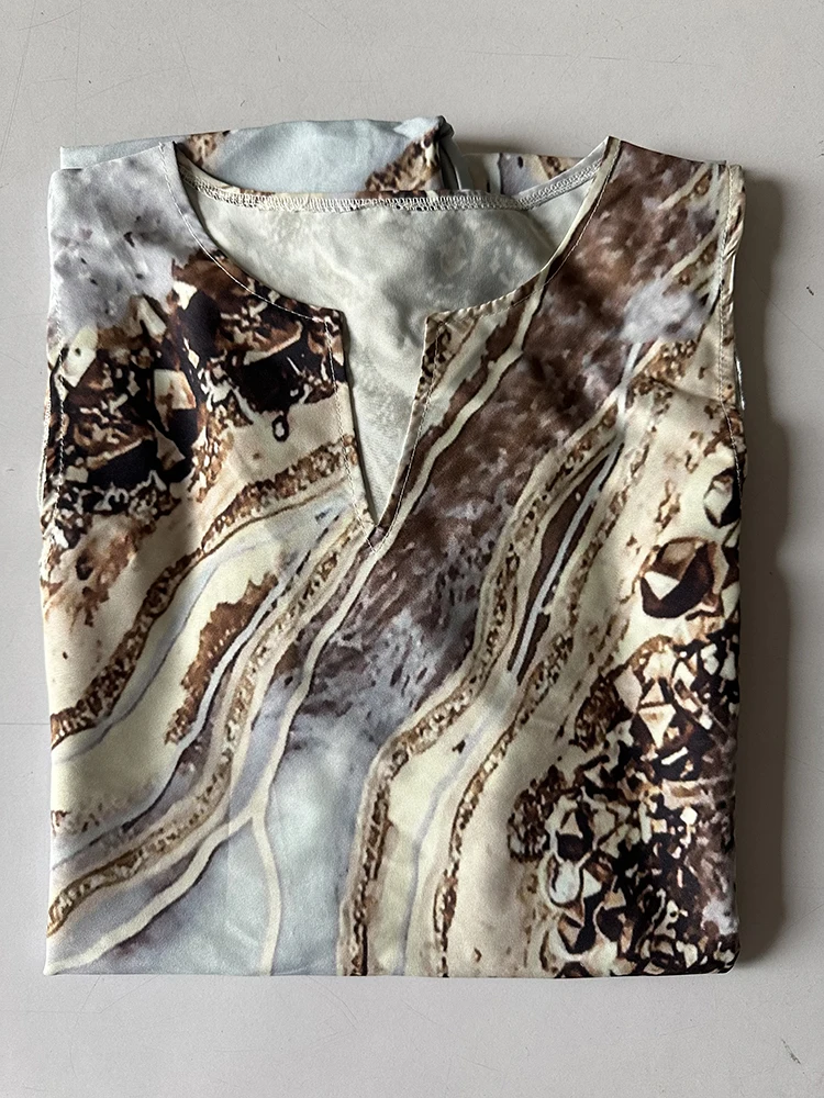 2024 New Summer Women's Sleeveless V-neck Printed Sexy Dress Long Dress Cross Border Women's Wear in Europe and America image 3
